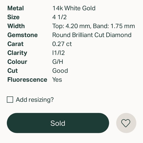 Solitaire ring which is natural diamond with radiant shine  in white gold. - Picture 9 of 10